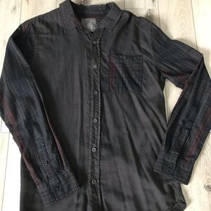 On The Byas pacsun Button Up Shirt Black Plaid Medium long sleeve